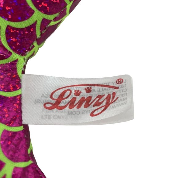 Linzy Toys Mermaid Plush Doll 14” Purple Hair Green Bikini Shells Pink Tail - Picture 7 of 15